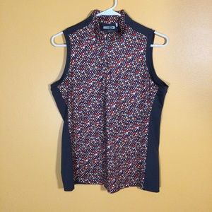 Adidas Sleeveless Golf Polo Polka Dot Tennis Outdoor